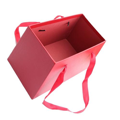 w9703手提梯形花桶鲜花盒 香皂花礼品礼物盒 纯色手捧硬纸礼品盒
